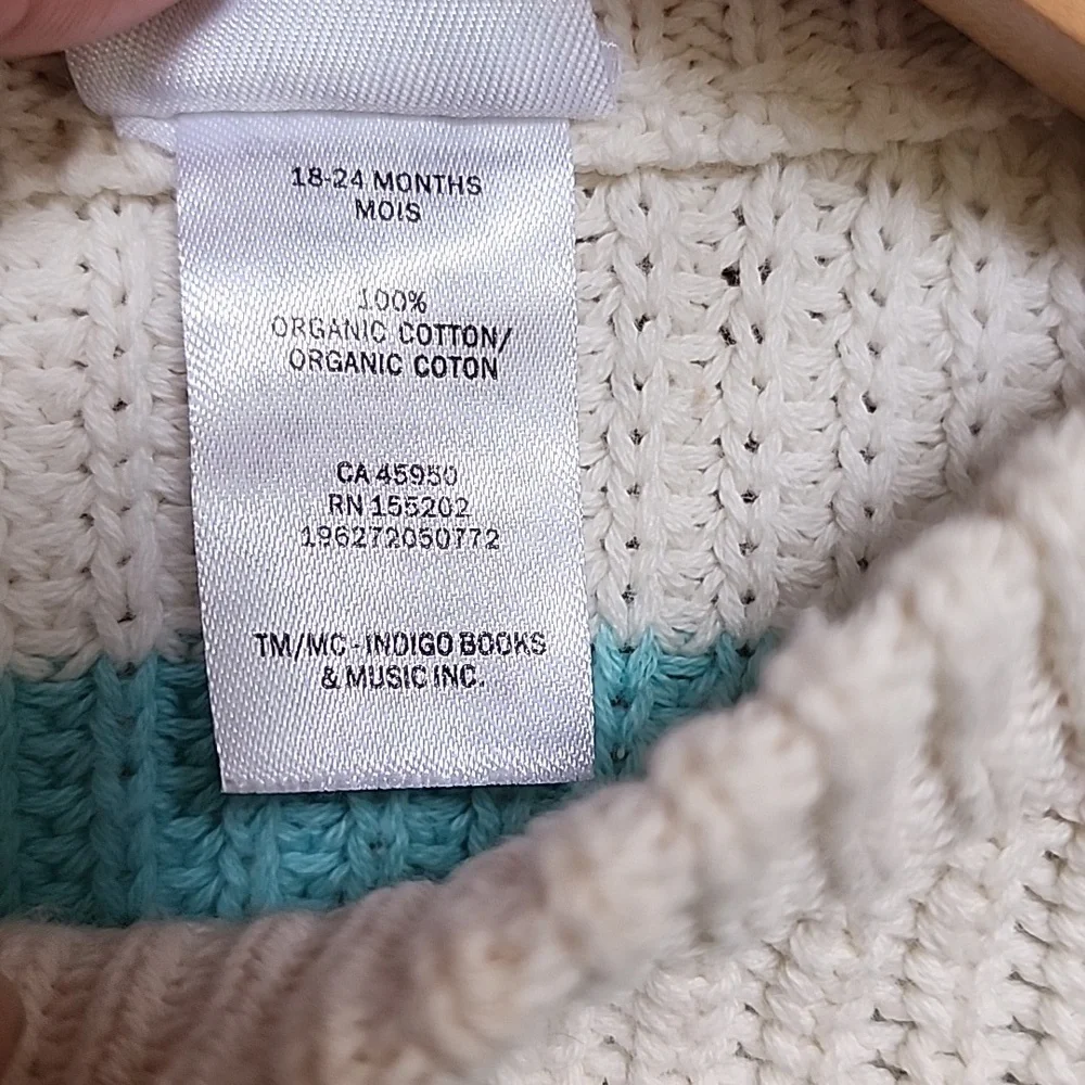 Indigo Striped Cotton Sweater 18-24 M - Picture 2 of 3